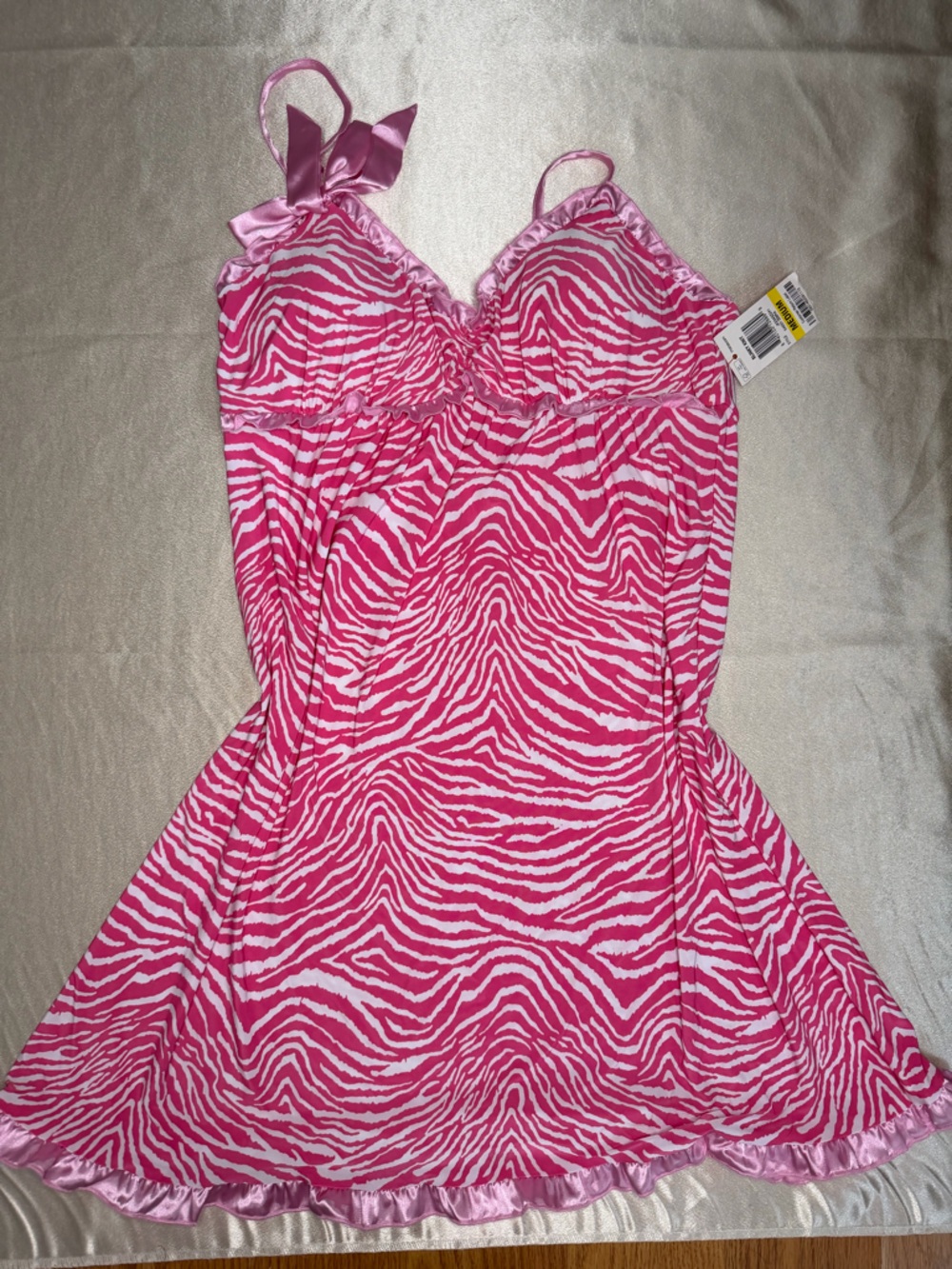 Jenni by Jennifer Moore Pink Sassy Zebra Slinky Knit Chemise Size Medium Y2K NWT